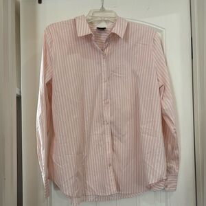 Elegant Pink Striped Women's Button Down Shirt